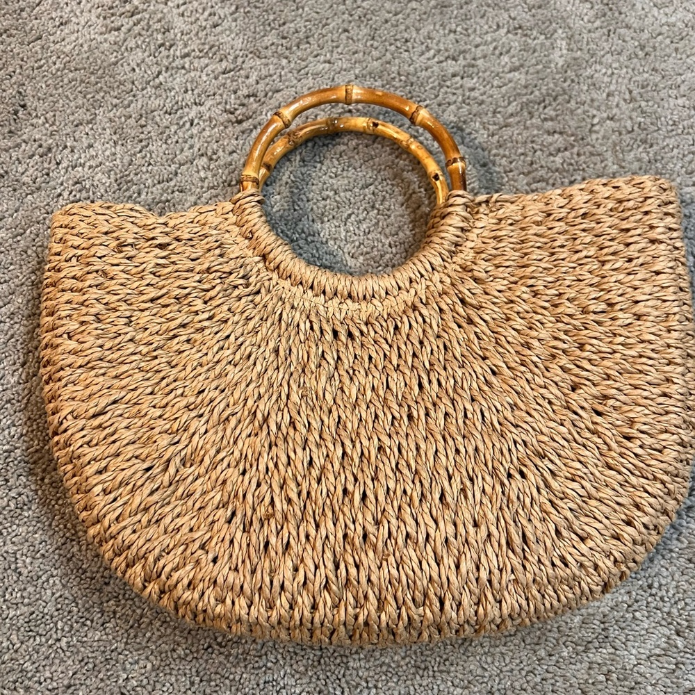 Lightweight Half-Round Woven Straw Bag